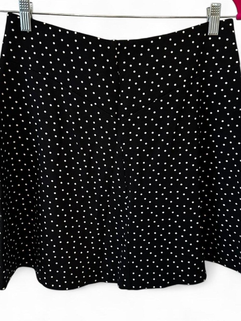 LOFT Black and White Polka Dot Skater Skirt